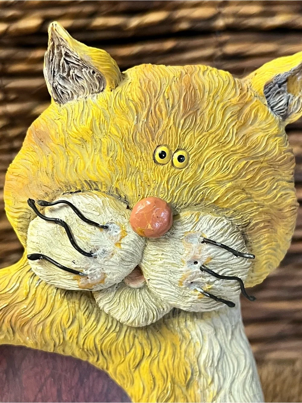 Orange Tabby Cat & Kitten Picture Frame 3D Resin Vintage Whimsical